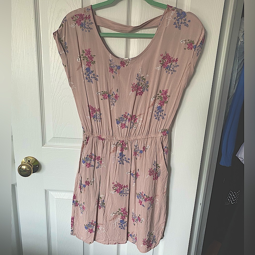Hippie rose cap sleeve floral mini dress